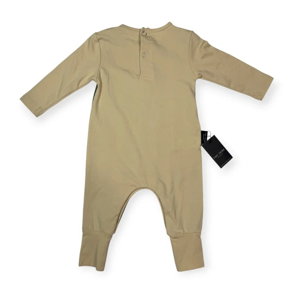 Tiny Tribe Baby Long Sleeve Romper Green‎ Stripe